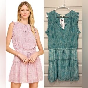 New! Pinch Tie-Waist Tiered Mini Dress
